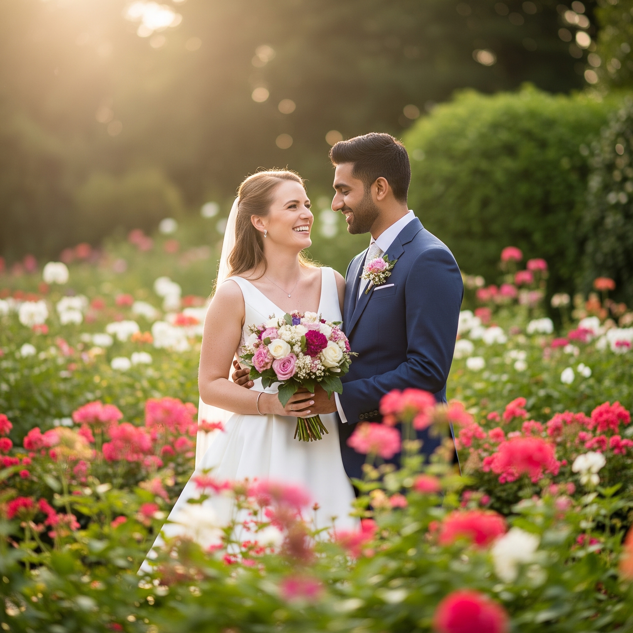 Newlywed couple at their wedding