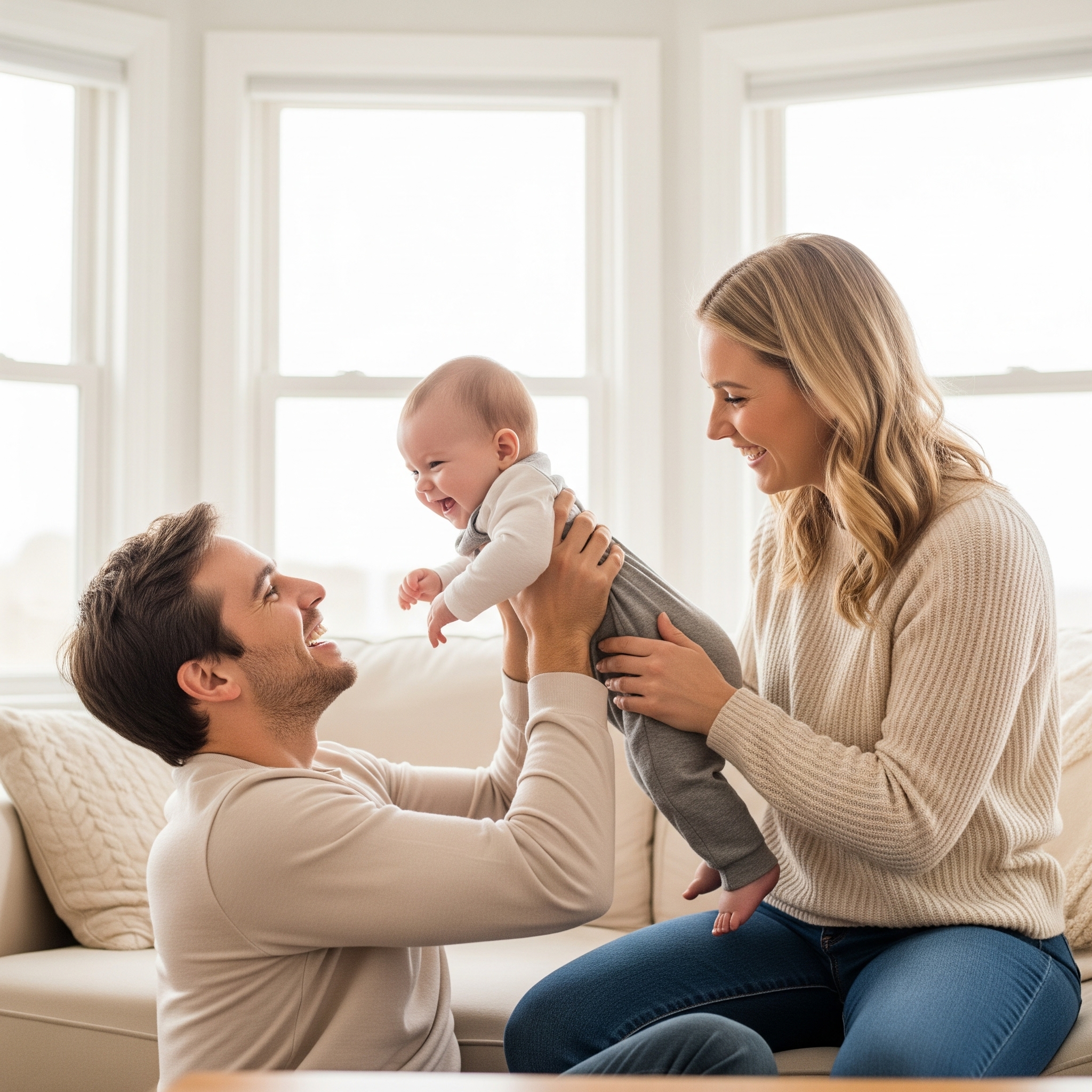 Happy family with a new baby